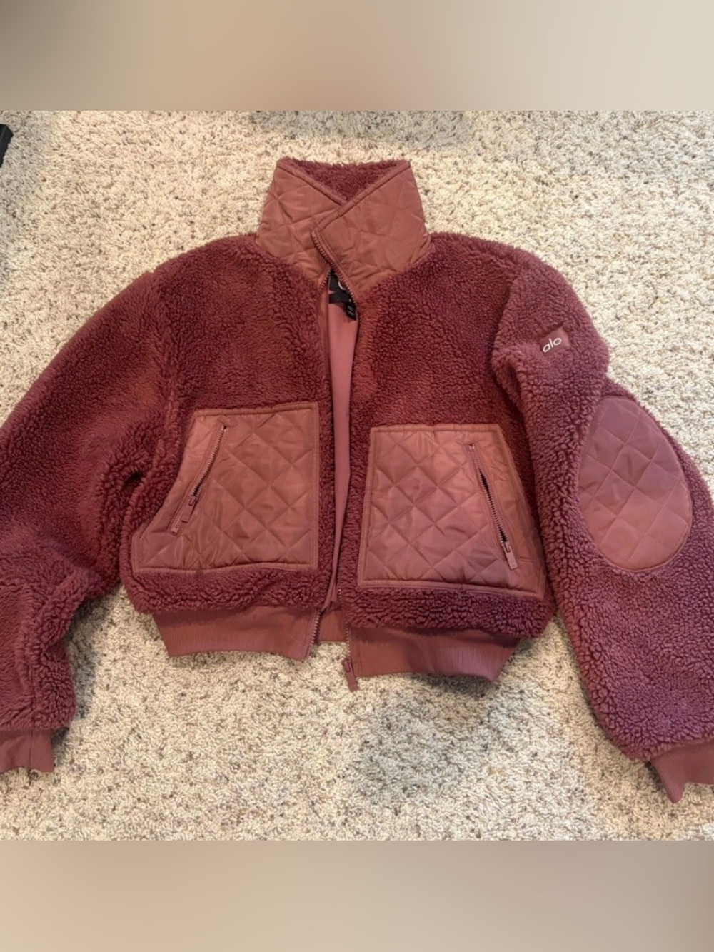 Alo Yoga Sherpa Bomber Jacket – Pink Dusty Rose– Women’s- Small